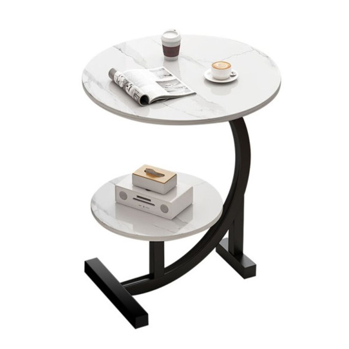 GENERICO - MESA DE CENTRO SALA DE ESTAR MINIMALISTA ELEGANTE REDONDA BLANCO