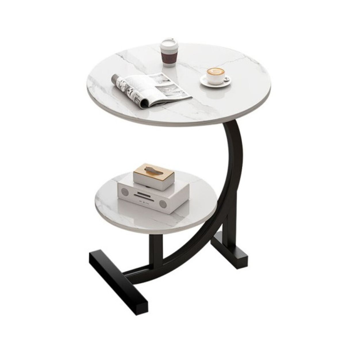 GENERICO - MESA DE CENTRO SALA DE ESTAR MINIMALISTA ELEGANTE REDONDA BLANCO