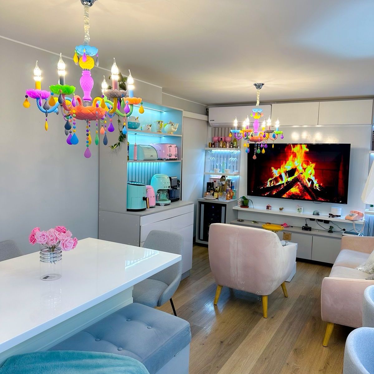 GENERICO - Lámpara araña de techo Colgante de colores