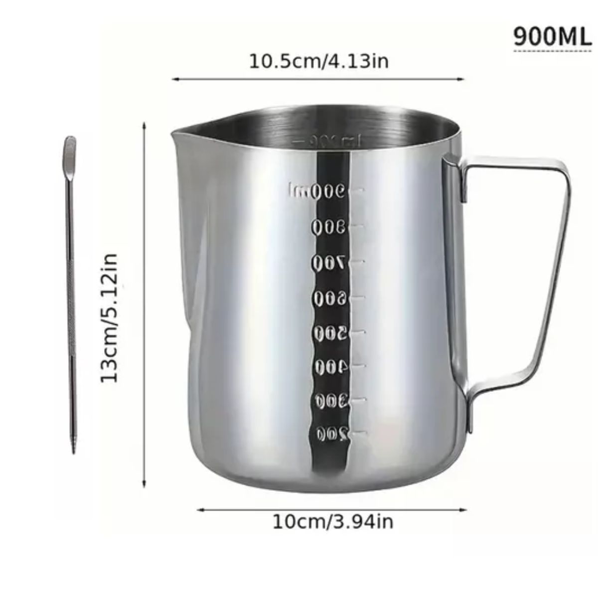 GENERICO - Kit latte art Jarra 900 ml + pluma de acero