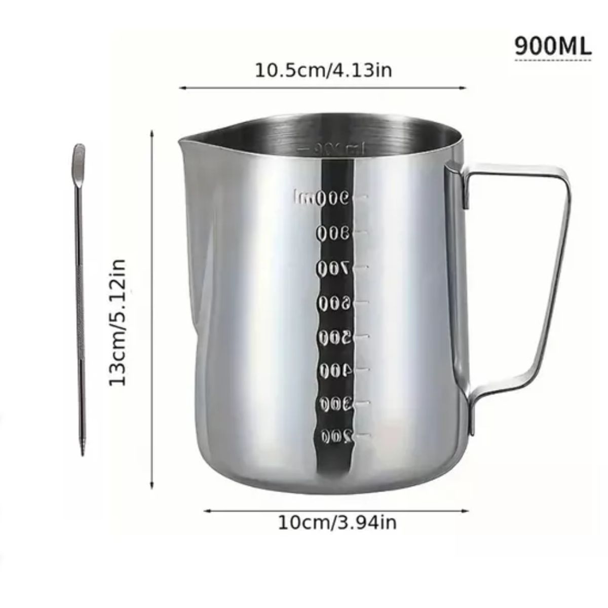 GENERICO - Kit latte art Jarra 900 ml + pluma de acero