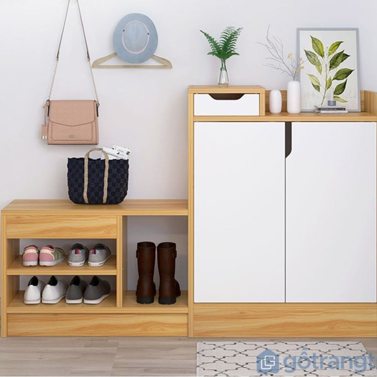 TU MESITA - Elegante Zapatera con Estante 2 puertas Alice Blanco/Duna TU MESITA