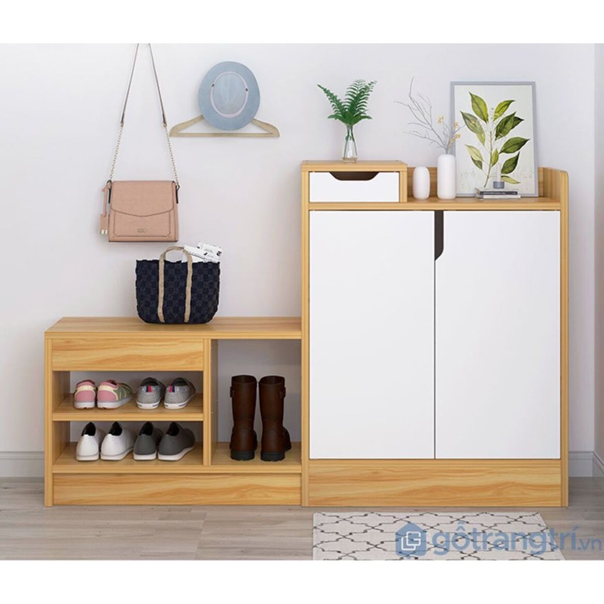 TU MESITA - Elegante Zapatera con Estante 2 puertas Alice Blanco/Duna TU MESITA