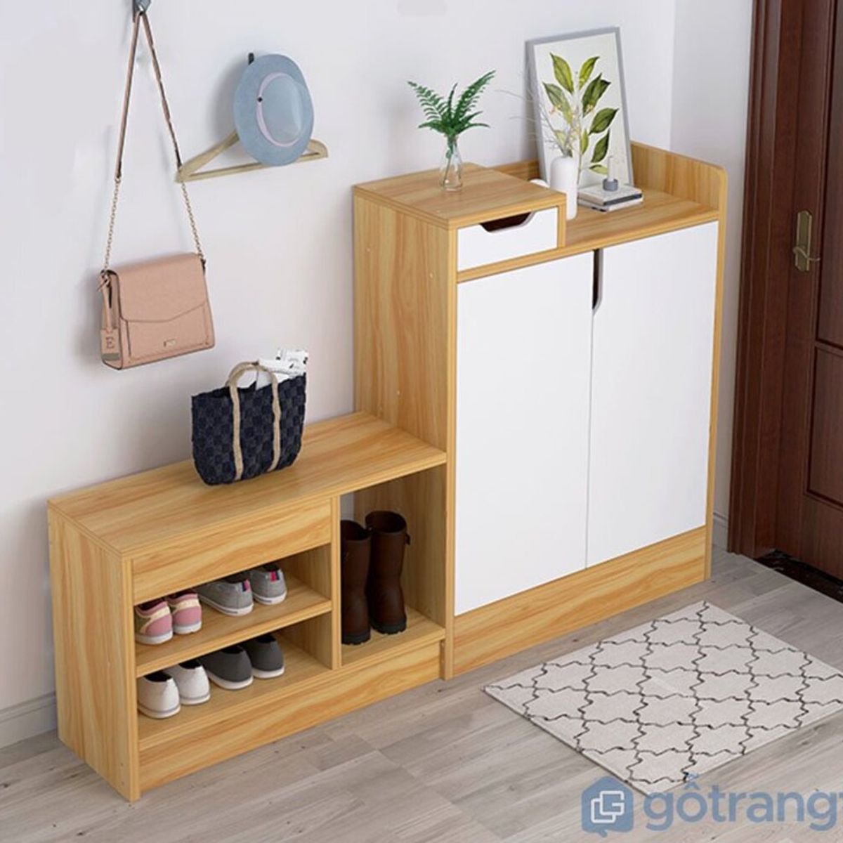 TU MESITA - Elegante Zapatera con Estante 2 puertas Alice Blanco/Duna TU MESITA