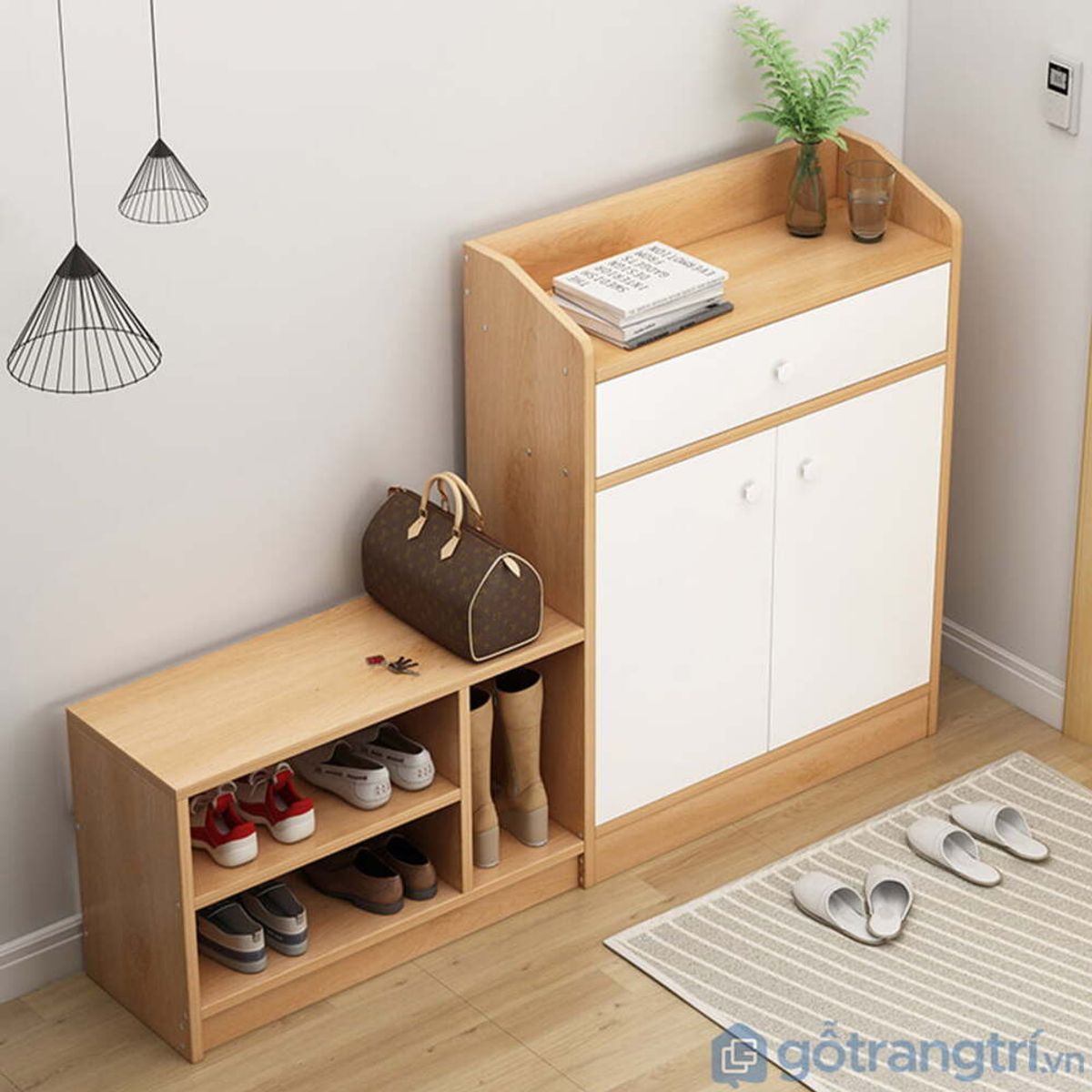 TU MESITA - Elegante Zapatera con Estante 2 puertas Orion Blanco/Duna TU MESITA