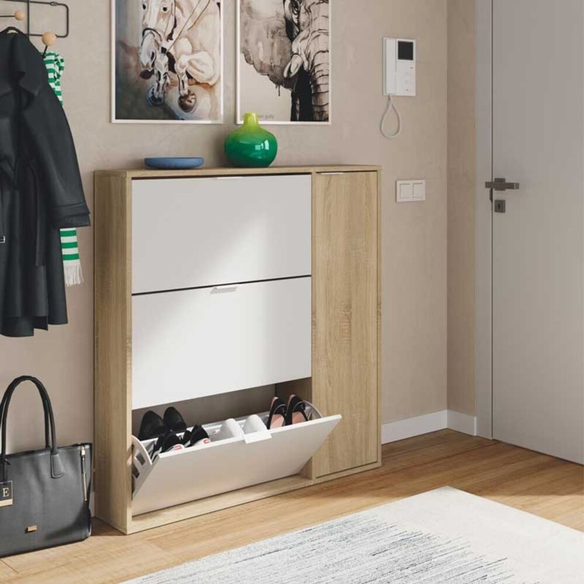 TU MESITA - Zapatera Clásica Jordania color Blanco/Macadamia TU MESITA