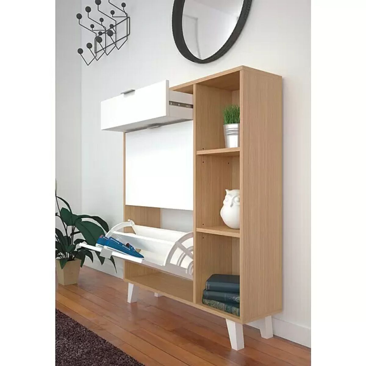 TU MESITA - Zapatera con Repisas Newton 1 cajón 2 puertas TU MESITA