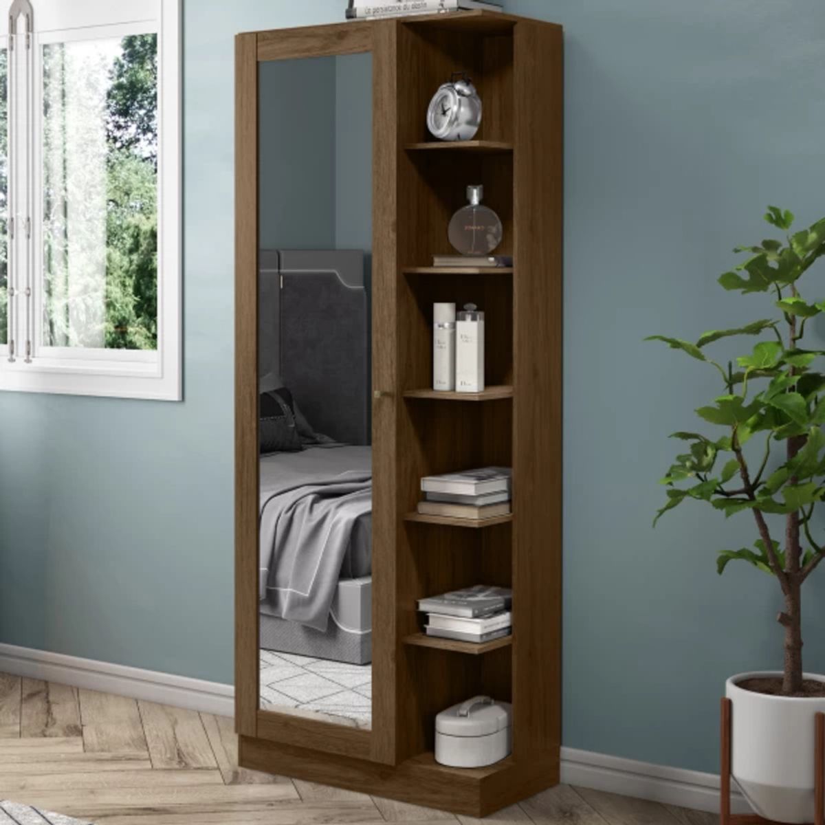 TU MESITA - Zapatera Moderna Brunella con Espejo color Marrón Oscuro TU MESITA