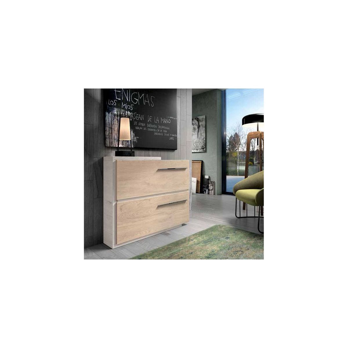 TU MESITA - Zapatera Moderna Liana 2 puertas TU MESITA Ceniza/Duna