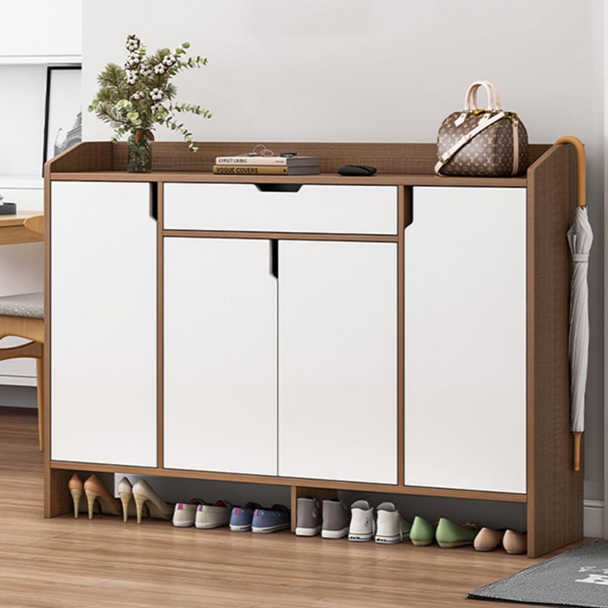 TU MESITA - Zapatera Vintage Adriana Marrón/Blanco 120cm TU MESITA