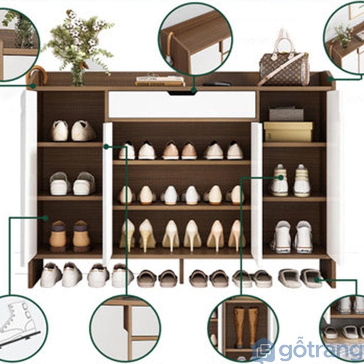 TU MESITA - Zapatera Vintage Adriana Marrón/Blanco 120cm TU MESITA