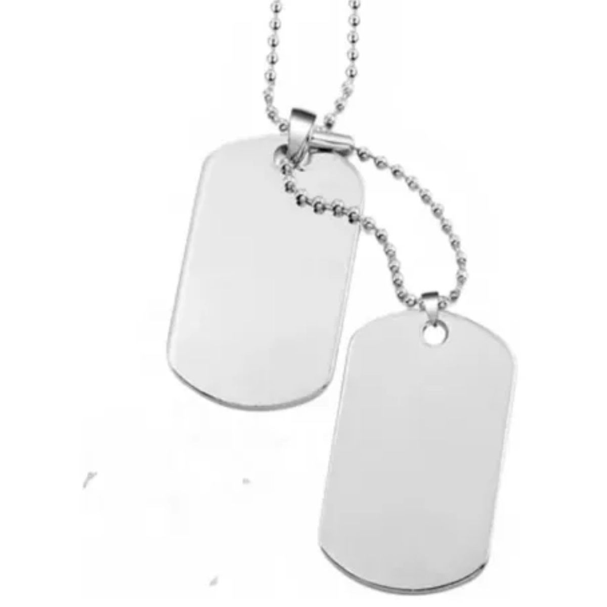 GENERICO - Collar Doble Placa Militar Hombre con Silenciador