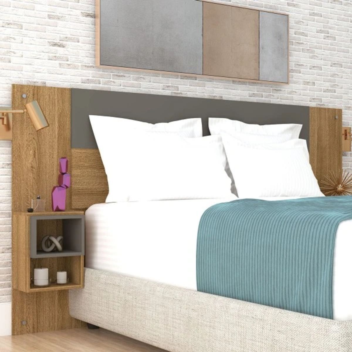 TU MESITA - Cabecera de Cama Miriam 2 plazas color MarrónGris TU MESITA