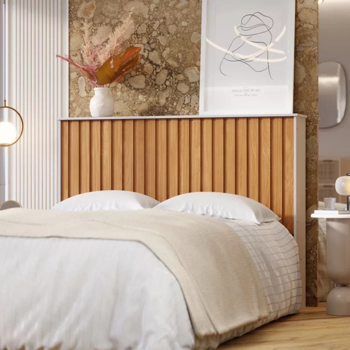 TU MESITA - Cabecera de Cama Melissa color HayaBlanco Queen TU MESITA