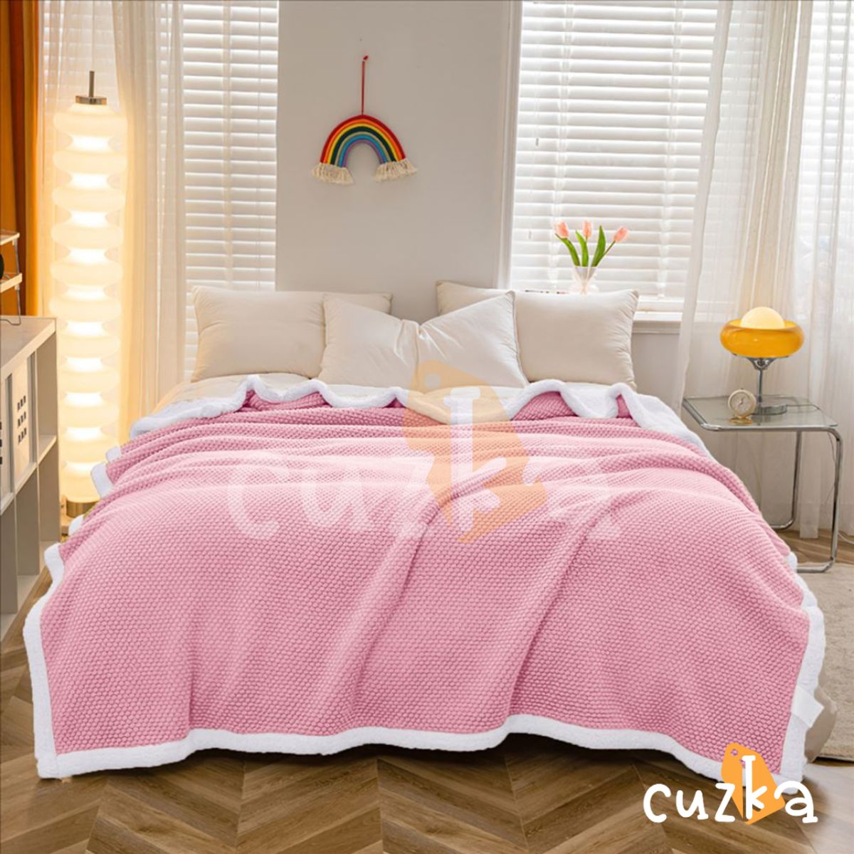 CASATEX - Manta Antialérgica Carnero Alto Relieve Lujo QUEEN PINK