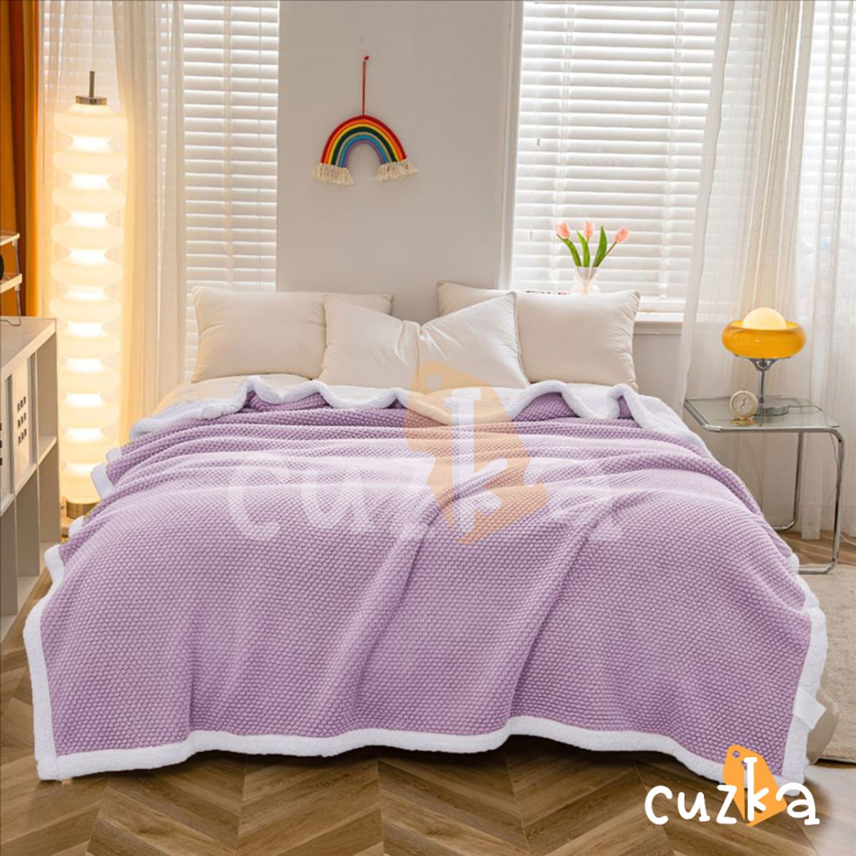 CASATEX - Manta Antialérgica Carnero Alto Relieve Lujo QUEEN LILA