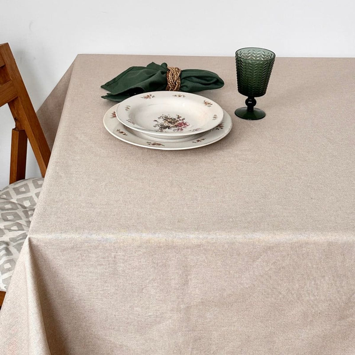 CASIOPIA - Mantel antimanchas cuadrado 8 sillas PANAMÁ BEIGE RÚSTICO