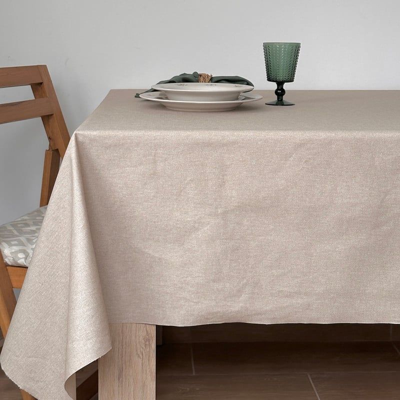 CASIOPIA - Mantel antimanchas rectangular 10 sillas PANAMÁ BEIGE RÚSTICO