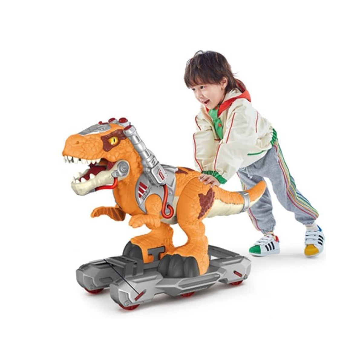 GENERICO - Juguete Scooter Dinosaurio Efecto bota humo Musical y Luces