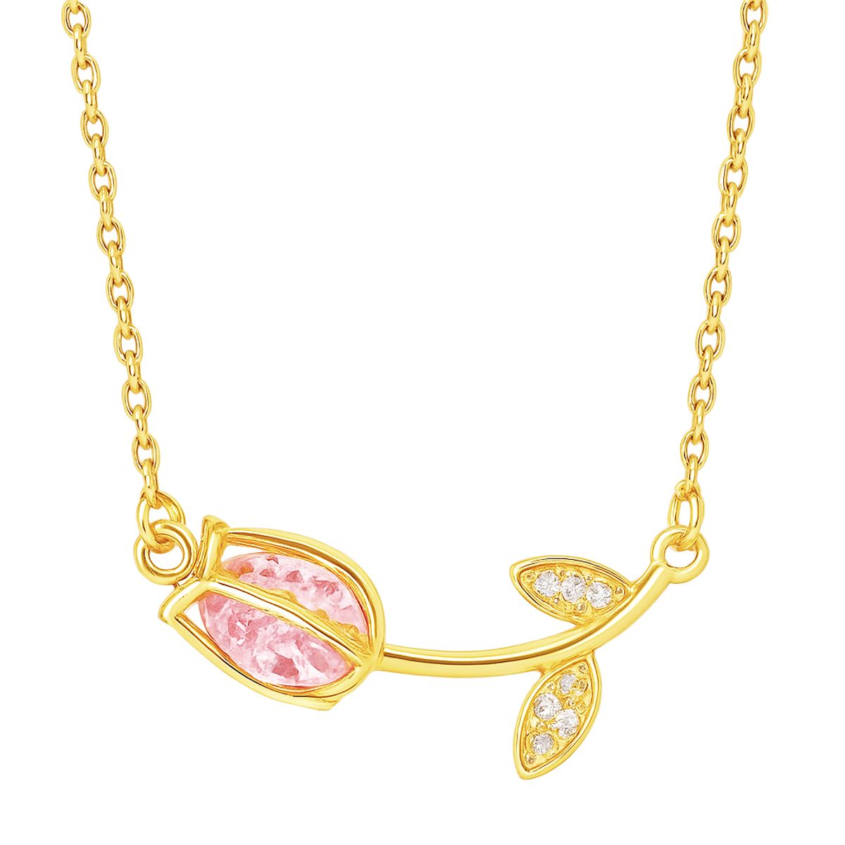 GENERICO - Collar Tulipan Piedra rosa Mujer