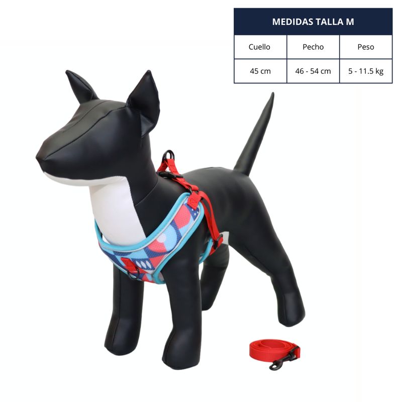 GENERICO - ARNÉS TALLA M Y CORREA CON DISEÑO DE FIGURAS PARA PERROS