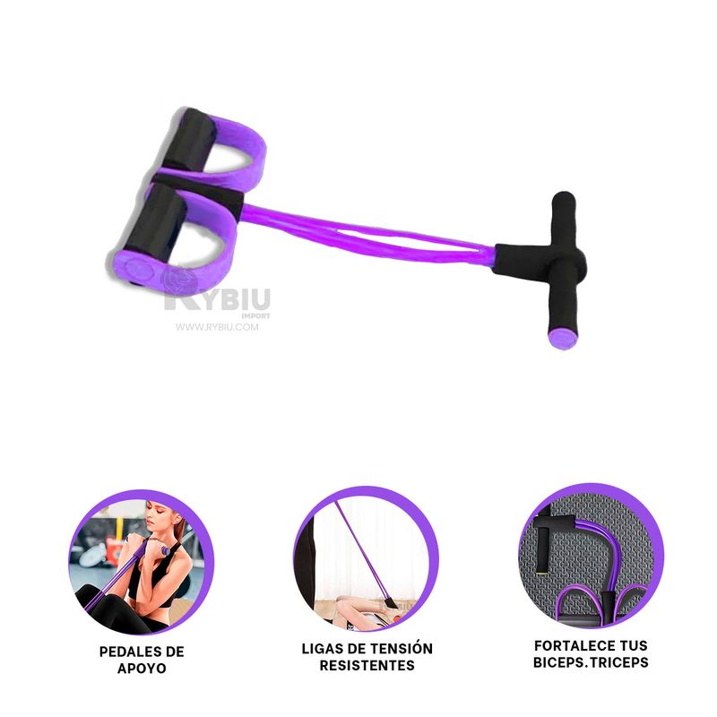 GENERICO - Elastico Versatil Pilates Morado y Negro Y+Ligas de Regalo
