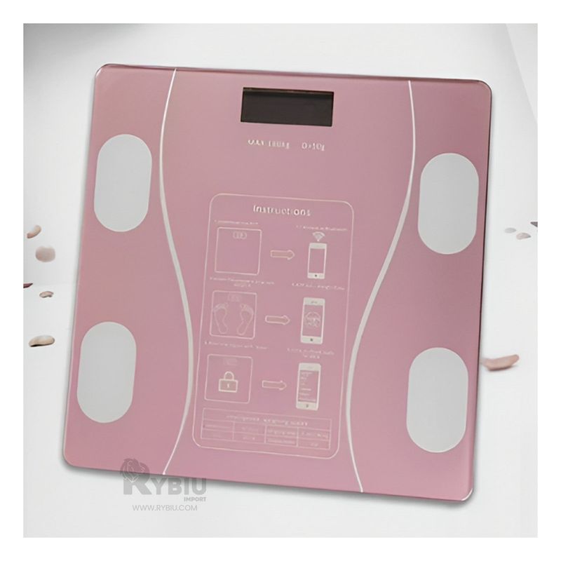 GENERICO - Balanza Digital con Bluetooth Color Rosado Y+Papel de Regalo