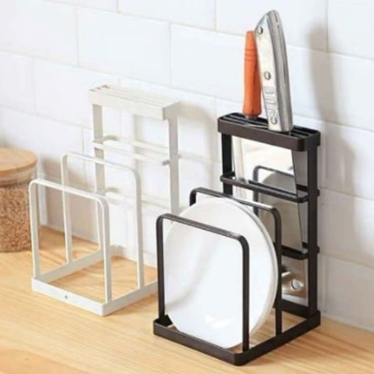 GENERICO - Organizador de tapas y tablas  para cocina Marrón