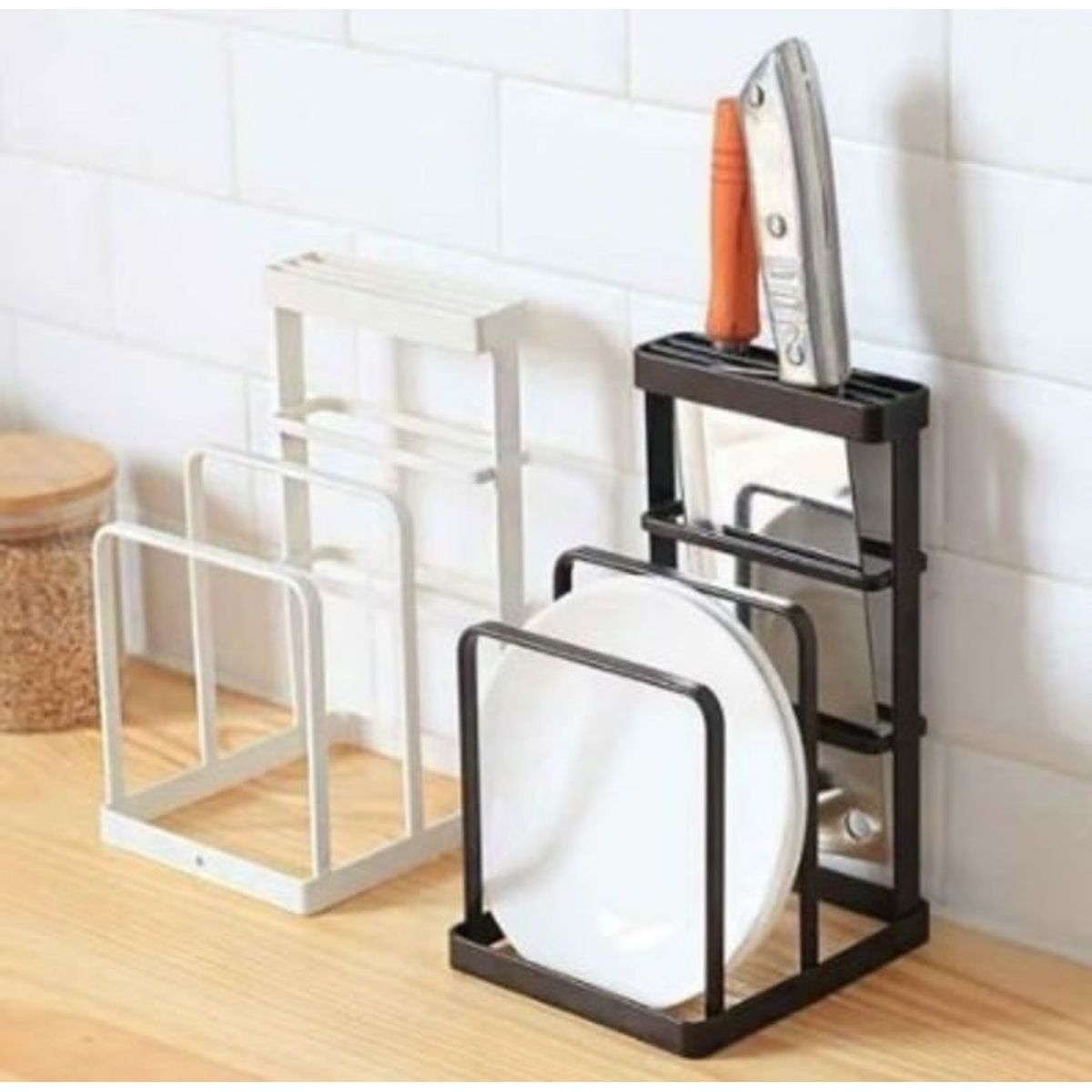 GENERICO - Organizador de tapas y tablas  para cocina Marrón