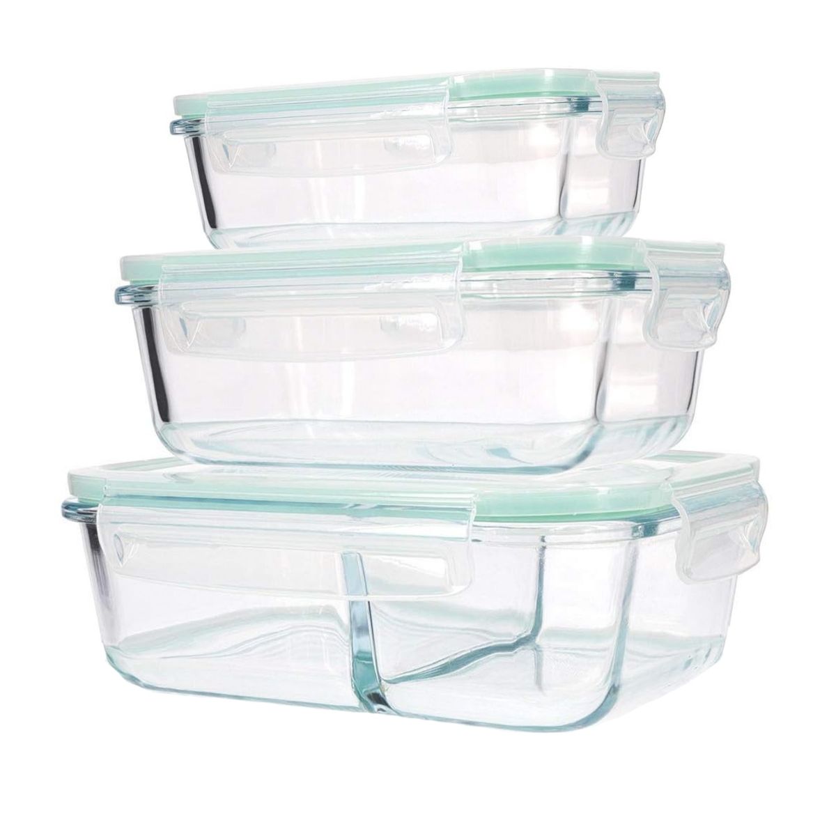 PENTHA - Taper de Vidrio Hermético Rectangular Set de 3 Unidades