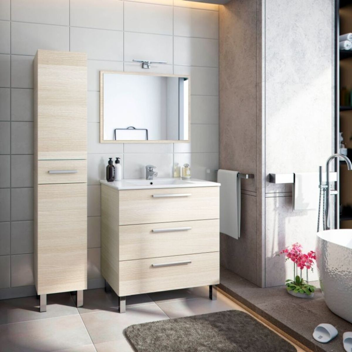 TU MESITA - Mueble de Baño Nexus color Roble 2 puertas 1 cajón TU MESITA