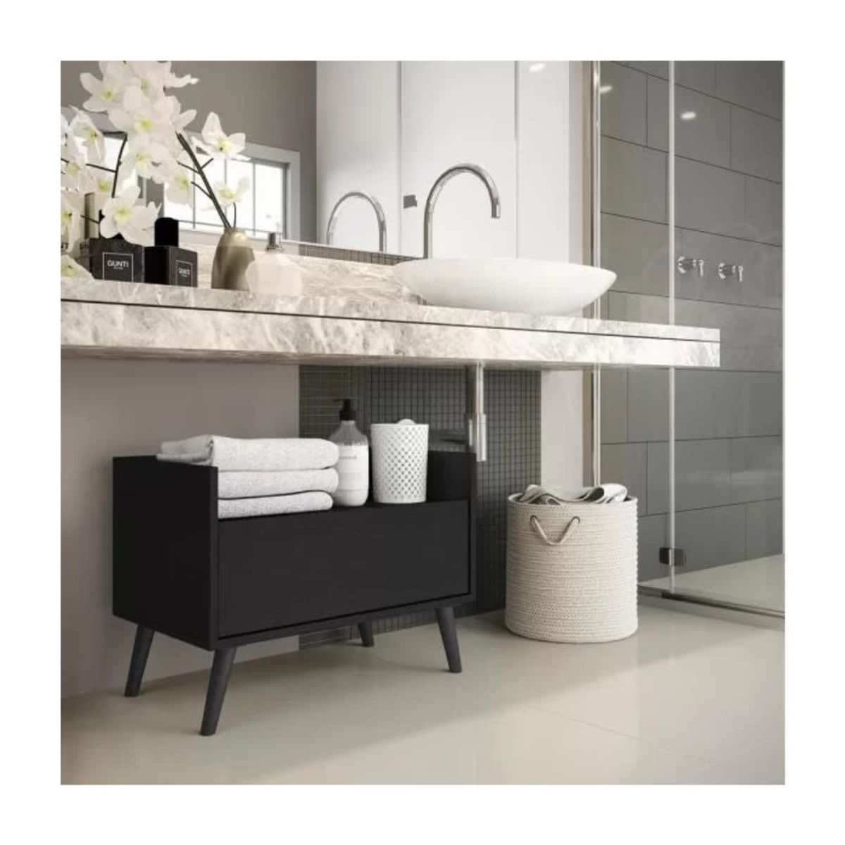 TU MESITA - Mueble de Baño Stella color Negro 1 cajón TU MESITA
