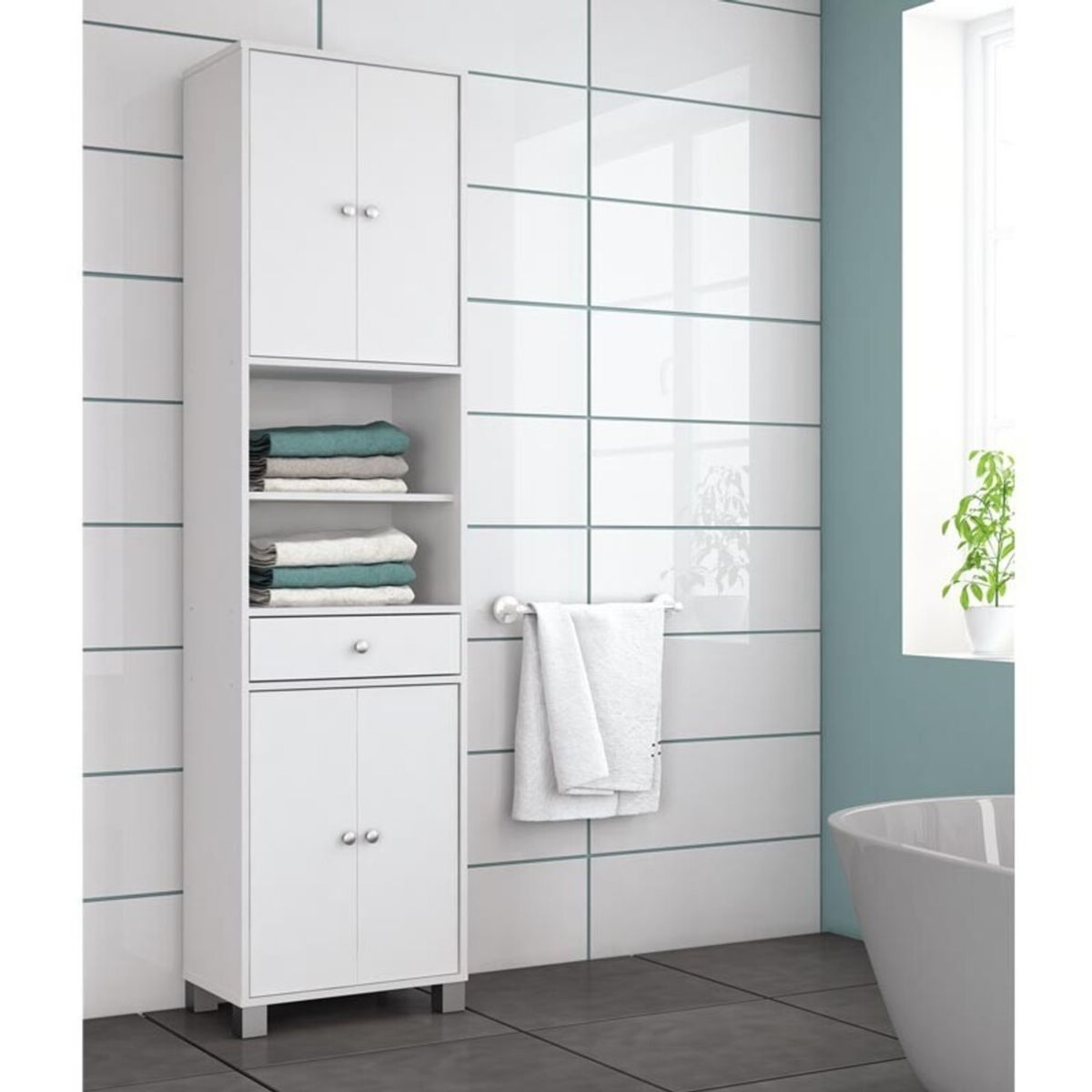 TU MESITA - Mueble Vertical de Baño Amadeus color Blanco TU MESITA