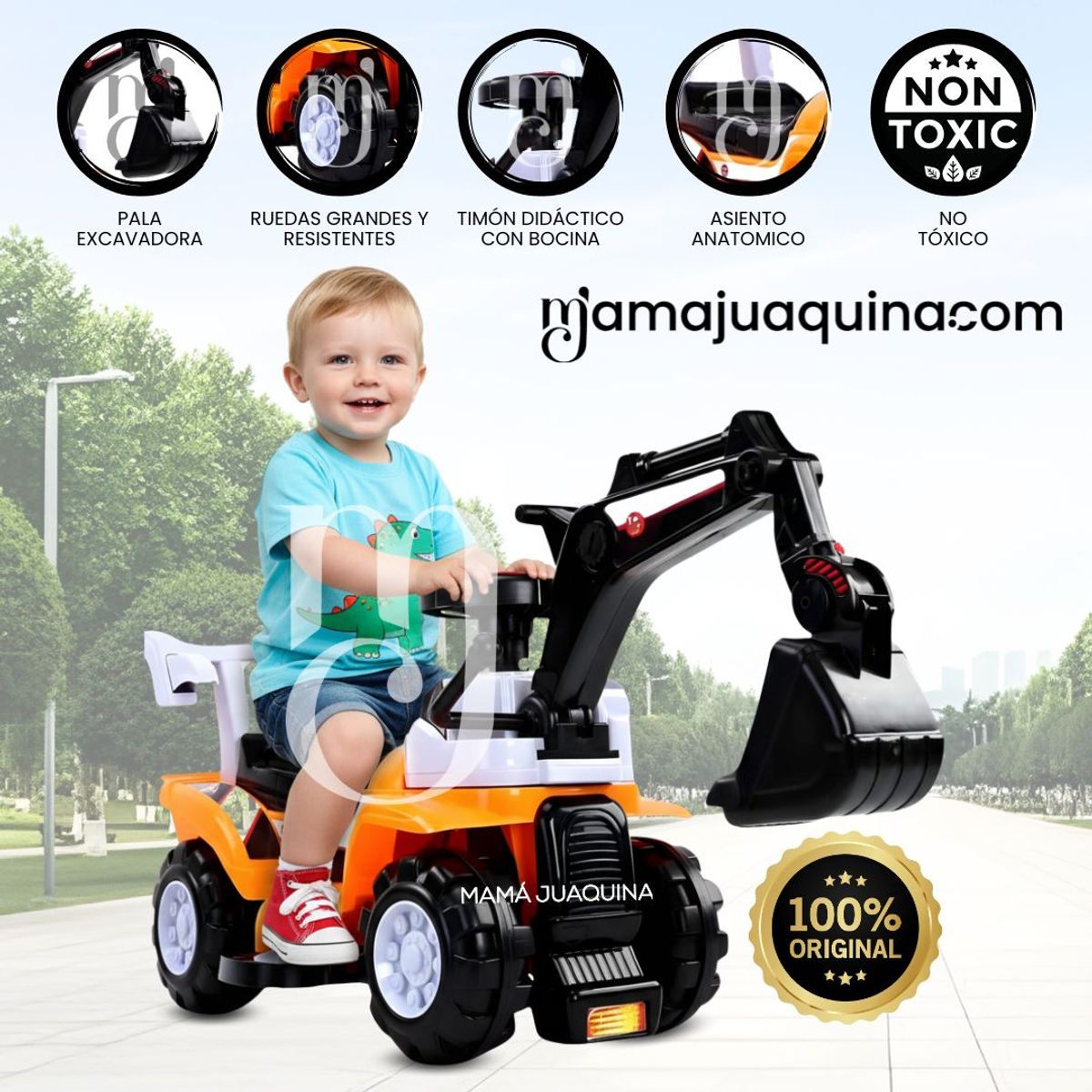 GENERICO - Correpasillo Didáctico «NEDJIM»  con Palanca Excavadora Orange