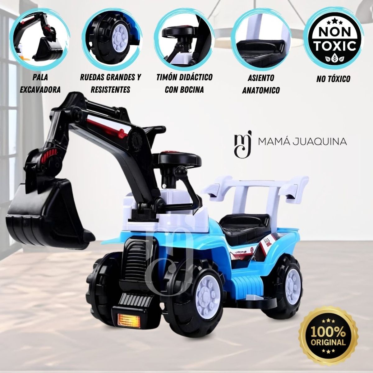 GENERICO - Correpasillo Didáctico «NEDJIM»  con Palanca Excavadora Sky Blue