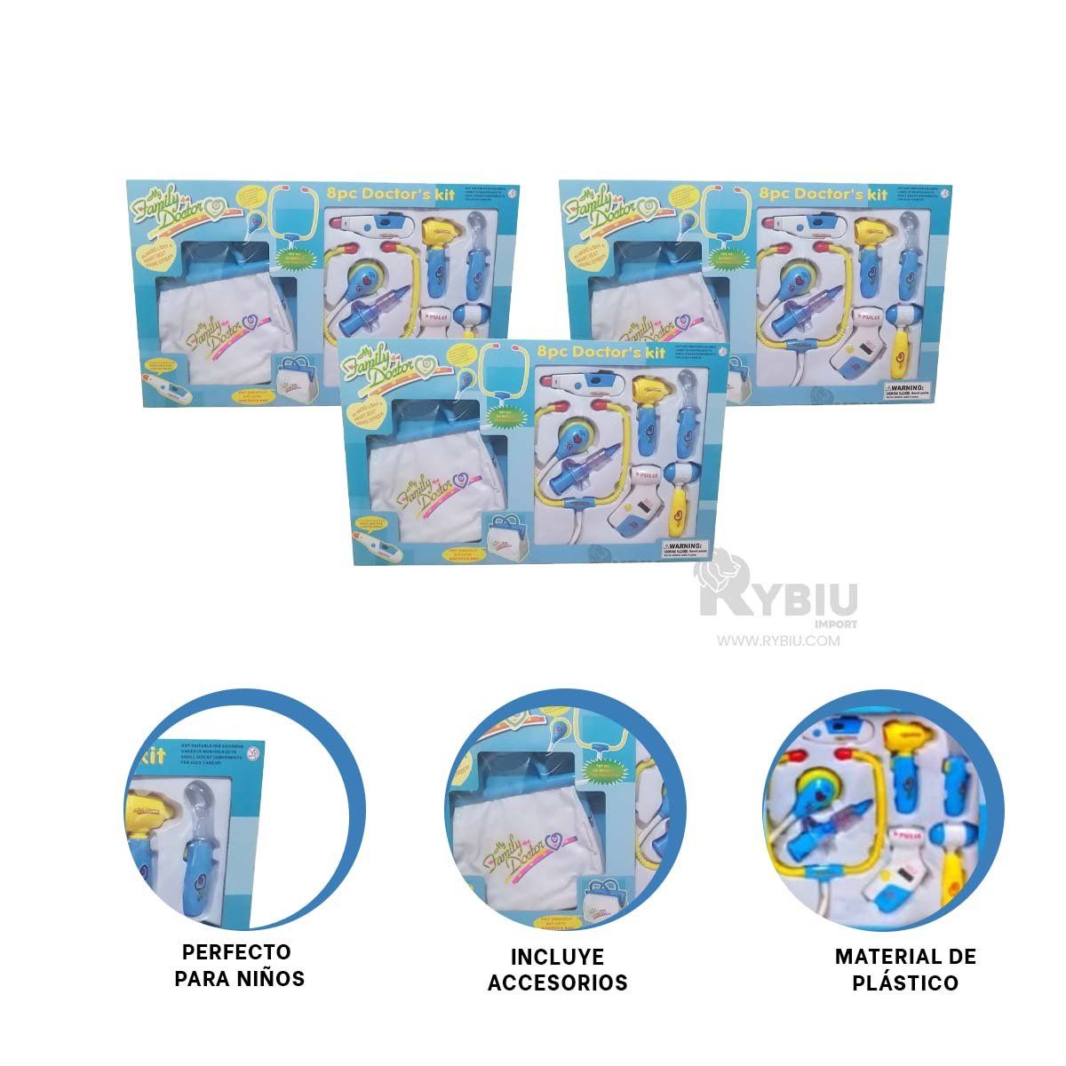 RYBIU IMPORT - Maletin de Doctor Infantil en Color Azul Y+Post-it Adhesivos