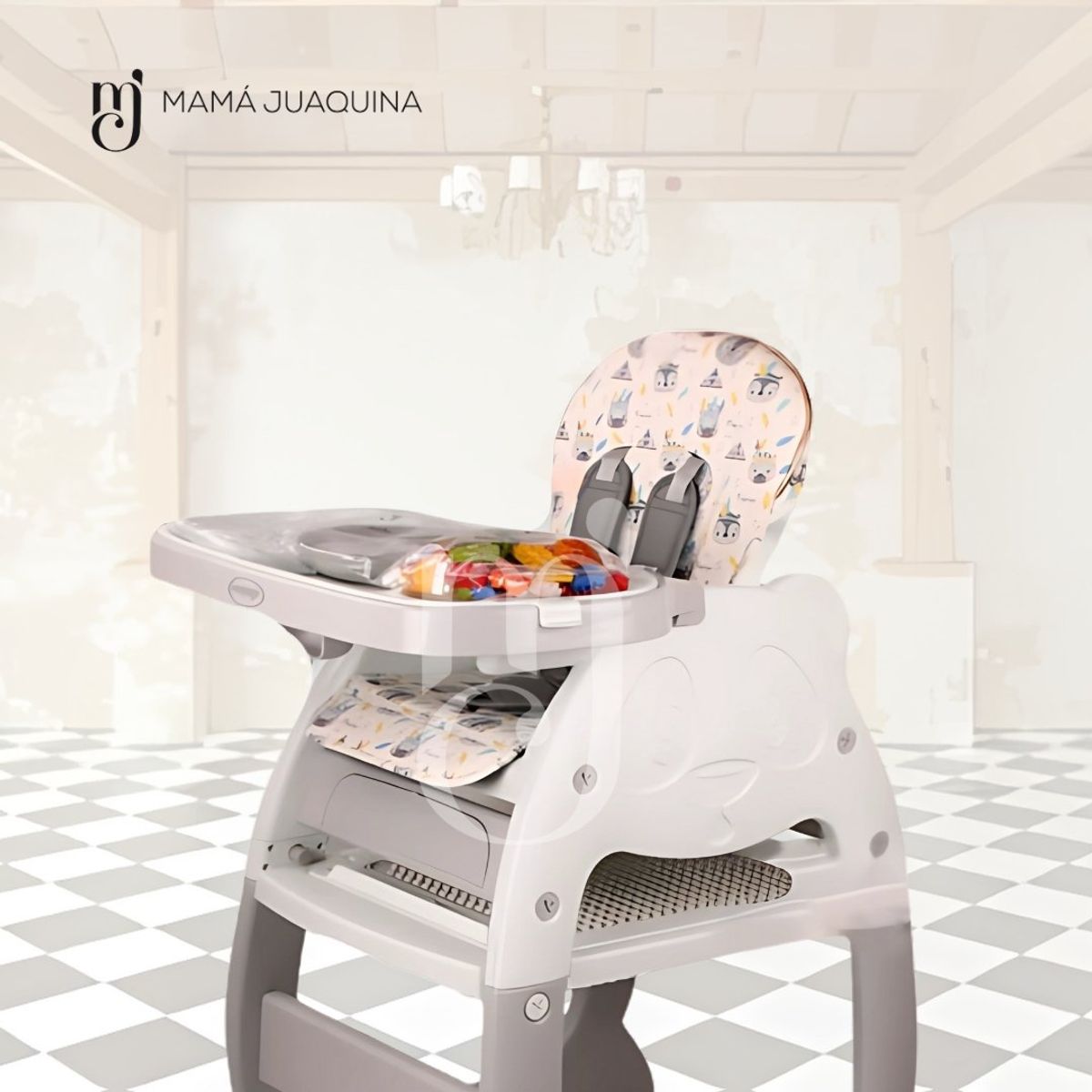 BABY - Silla de Comer Escritorio 3 en 1 «WESLEY» Gray