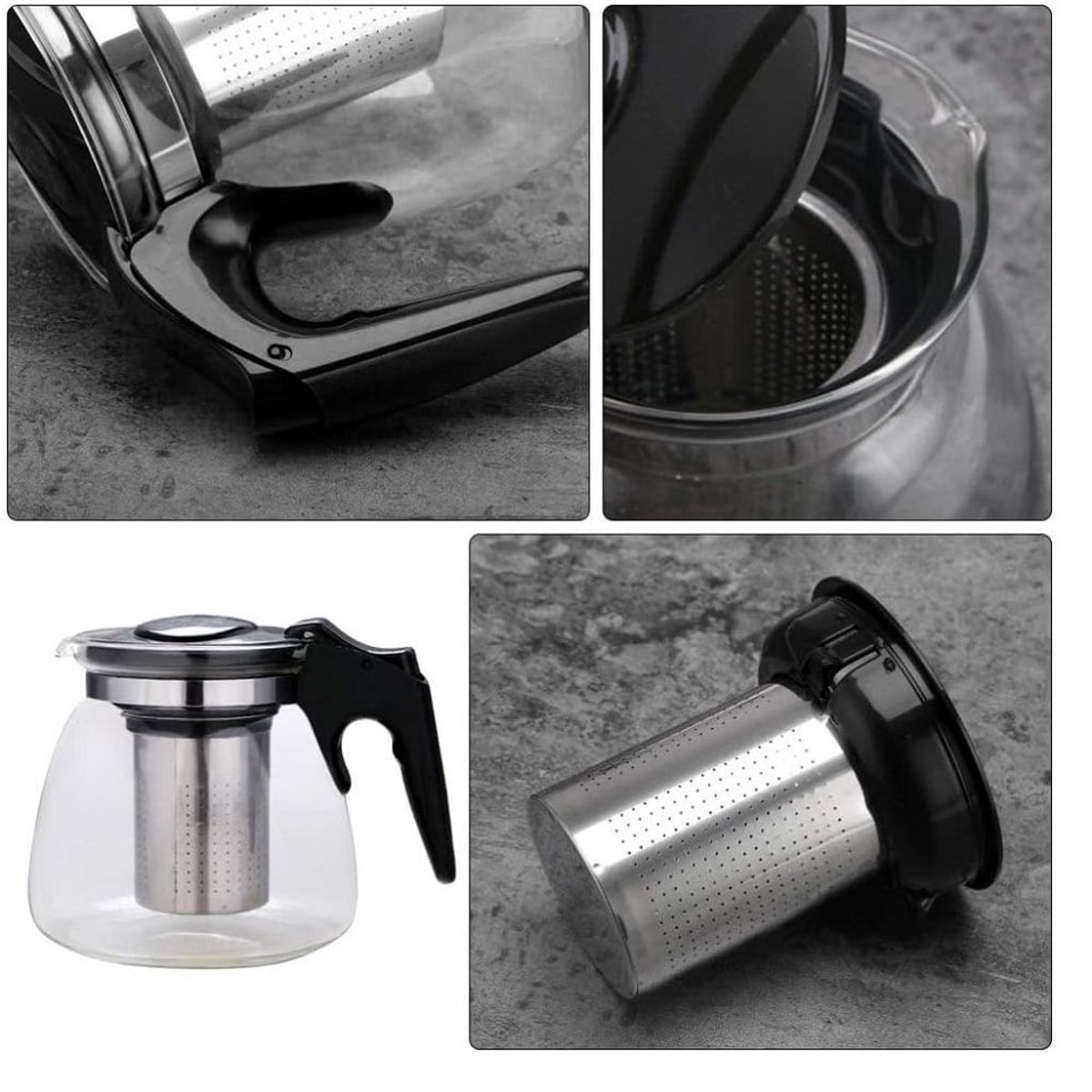 GENERICO - Tetera infusora de vidrio con 4 tacitas Jarra de 1Litro