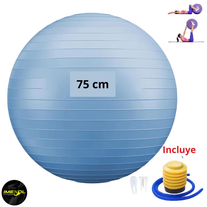 GENERICO - Pelota yoga fitness pilates 75 cm Celeste bebe