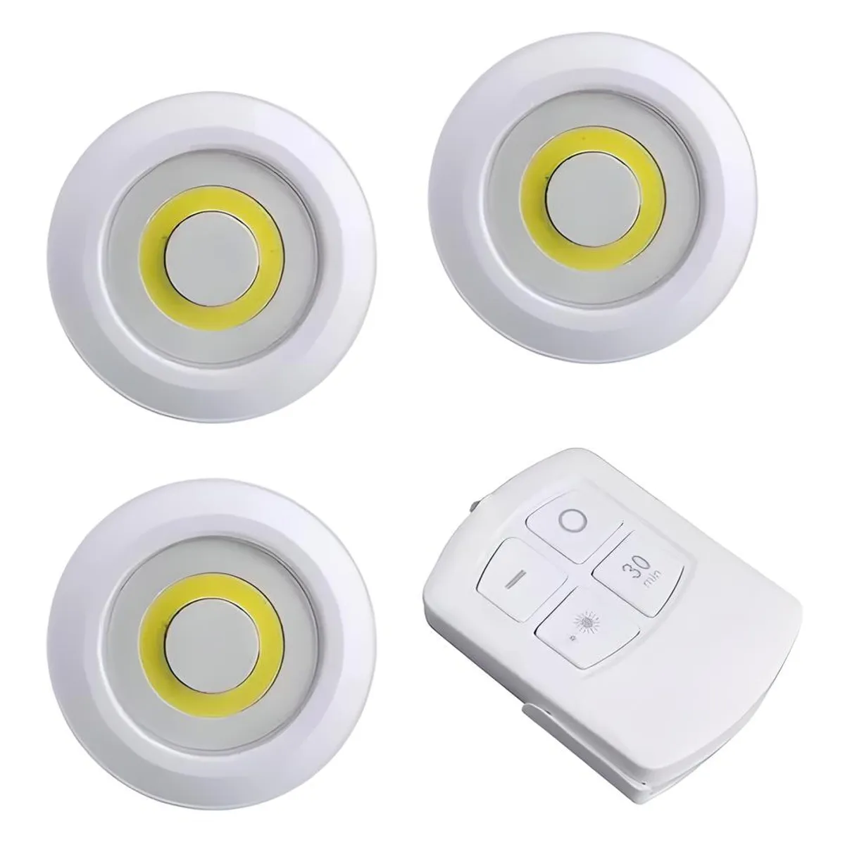 GENERICO - SET 3 LUCES LÁMPARAS LED CONTROL REMOTO INALÁMBRICO A PILAS PORTÁTIL
