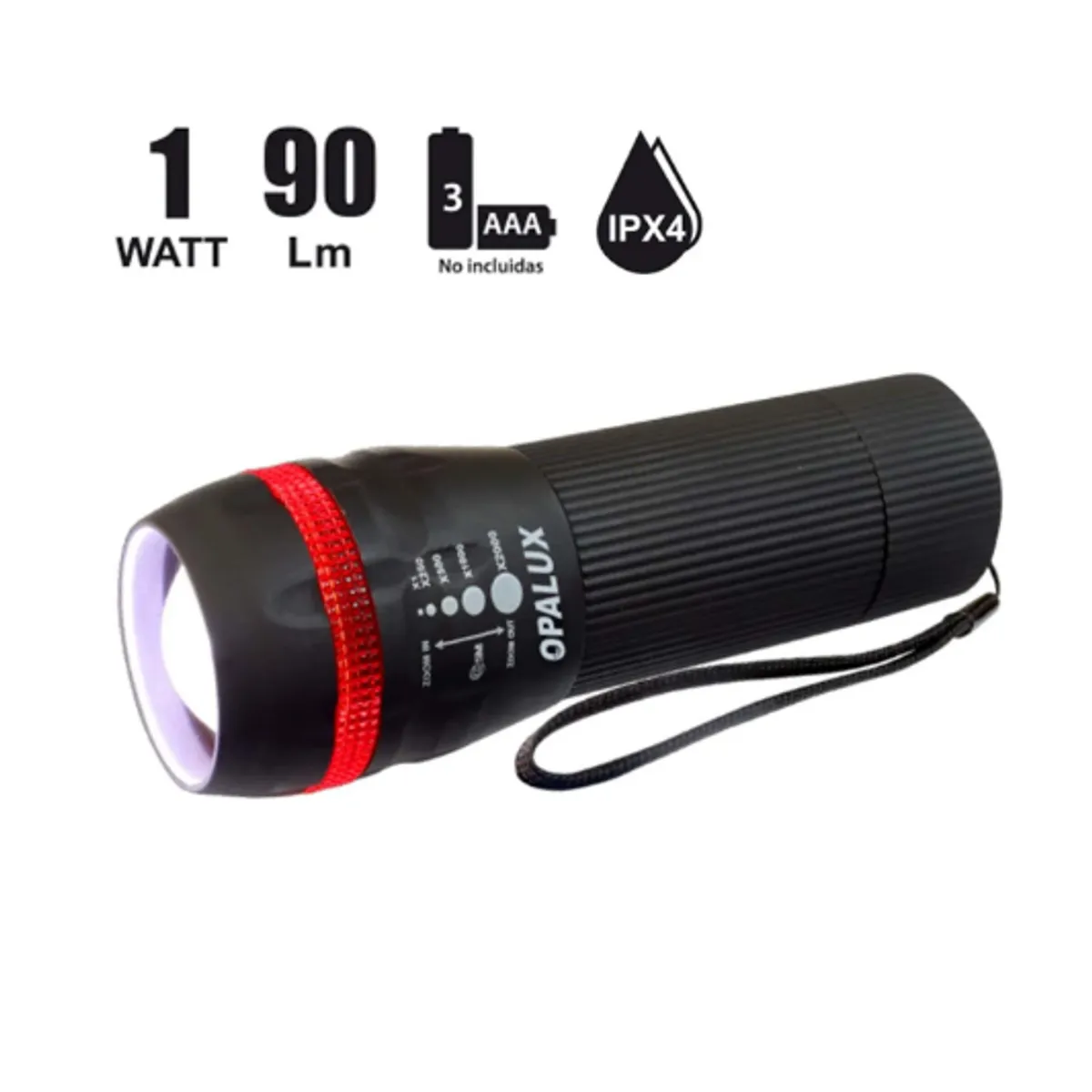 OPALUX - Linterna LED Largo Alcance 1W OP-6605 OPALUX