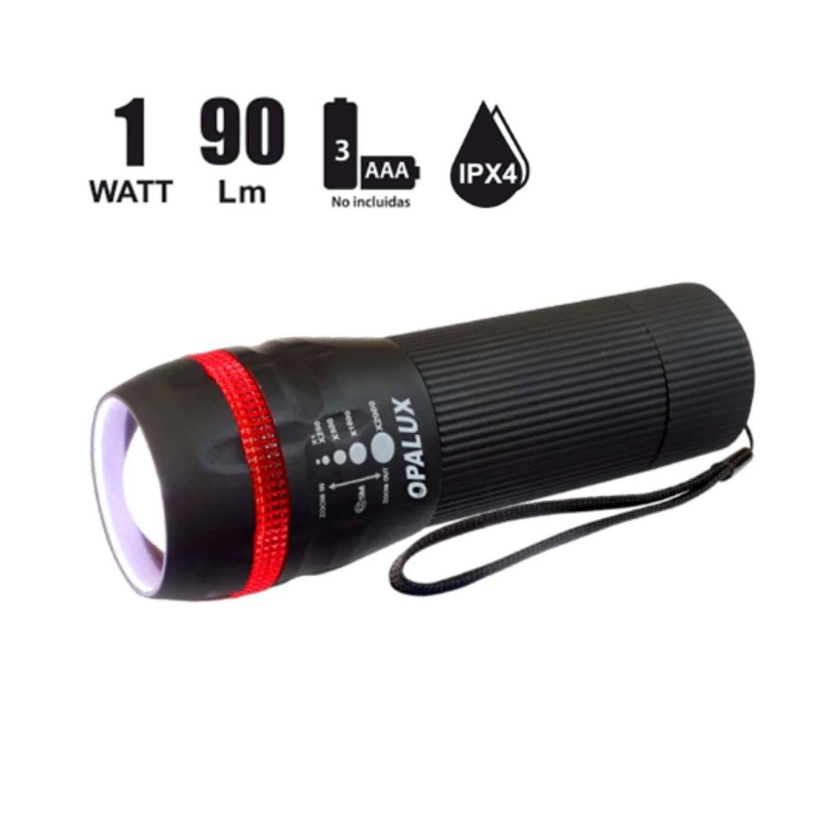 OPALUX - Linterna LED Largo Alcance 1W OP-6605 OPALUX