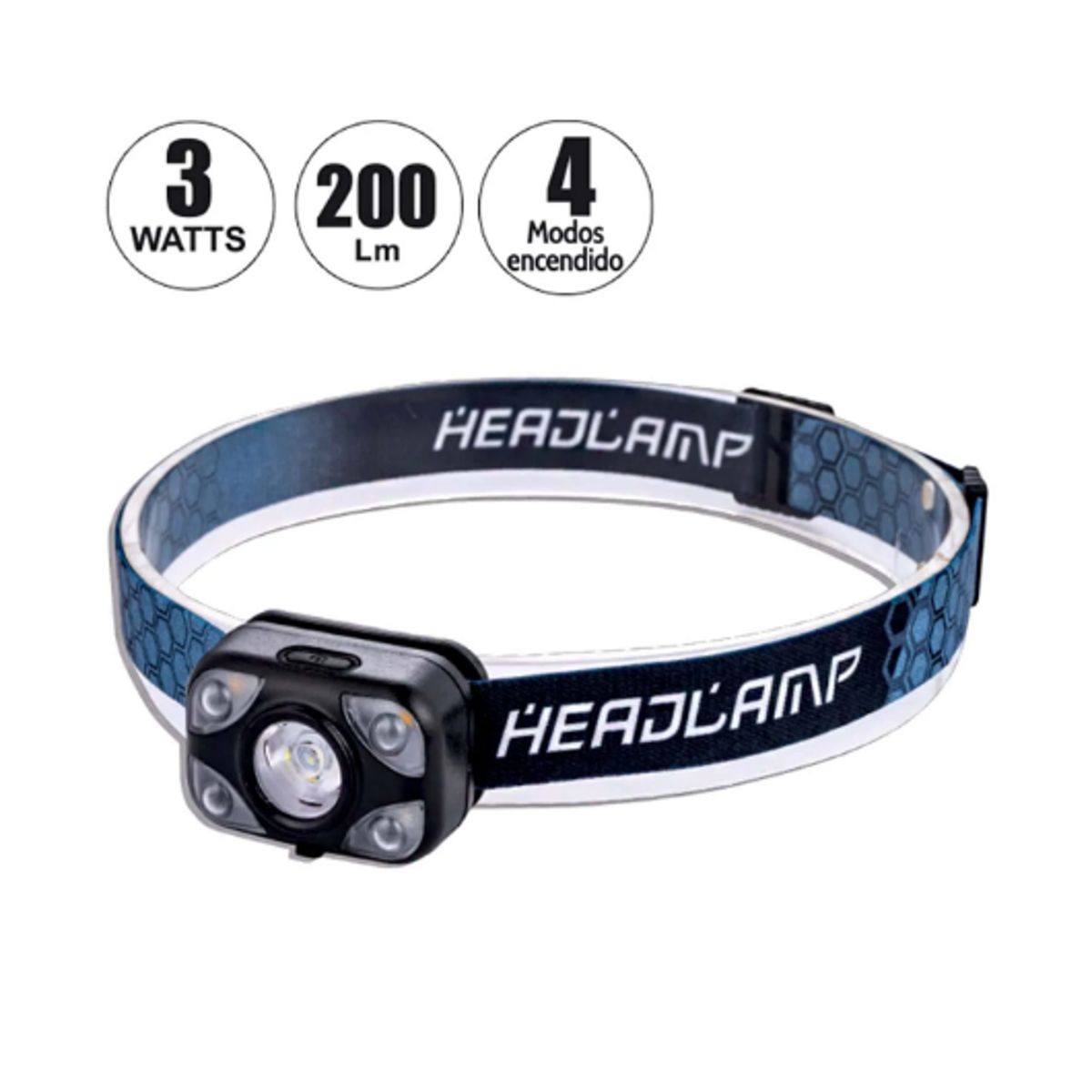 OPALUX - Linterna Frontal LED Recargable 3W 4 Modos OP-3672 OPALUX