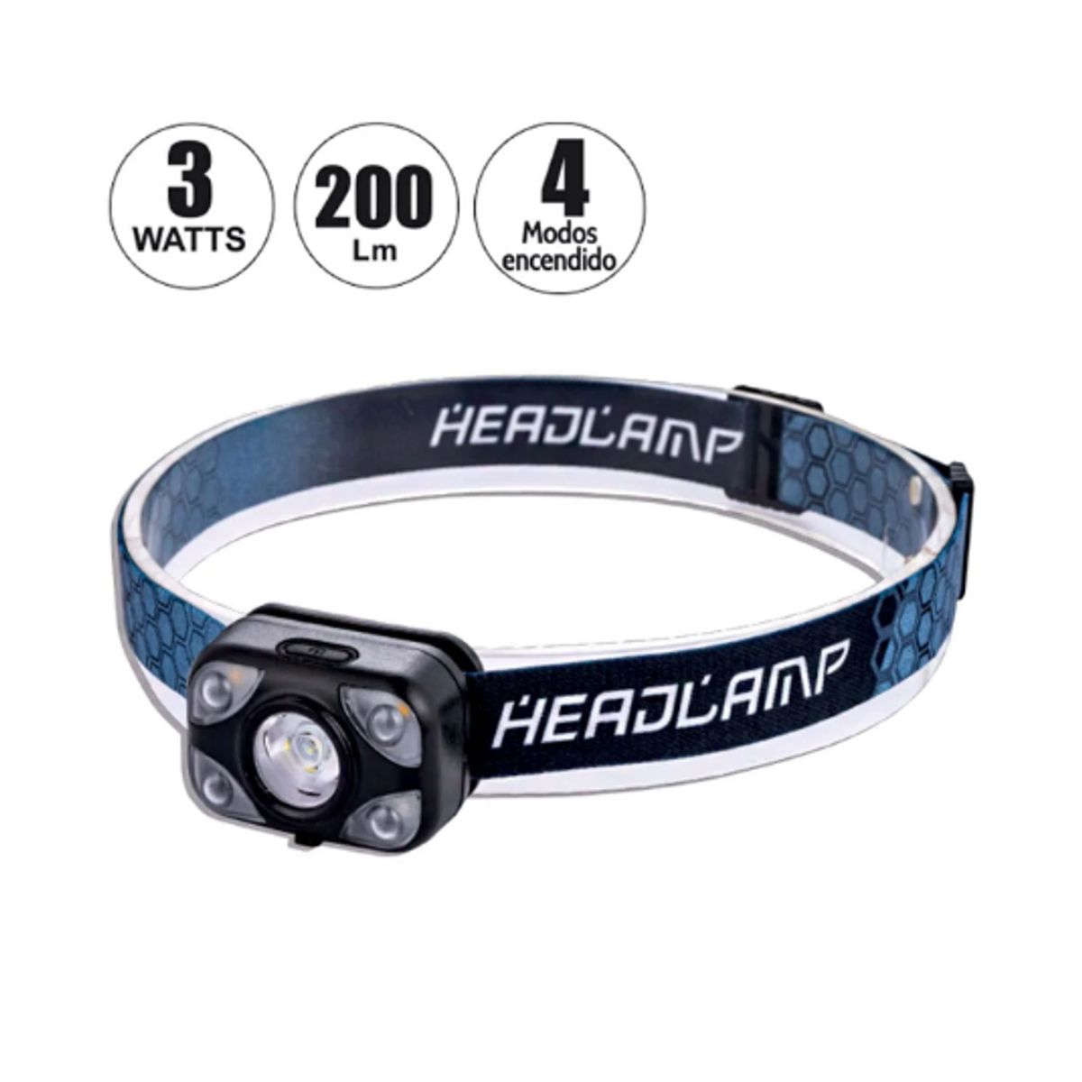 OPALUX - Linterna Frontal LED Recargable 3W 4 Modos OP-3672 OPALUX