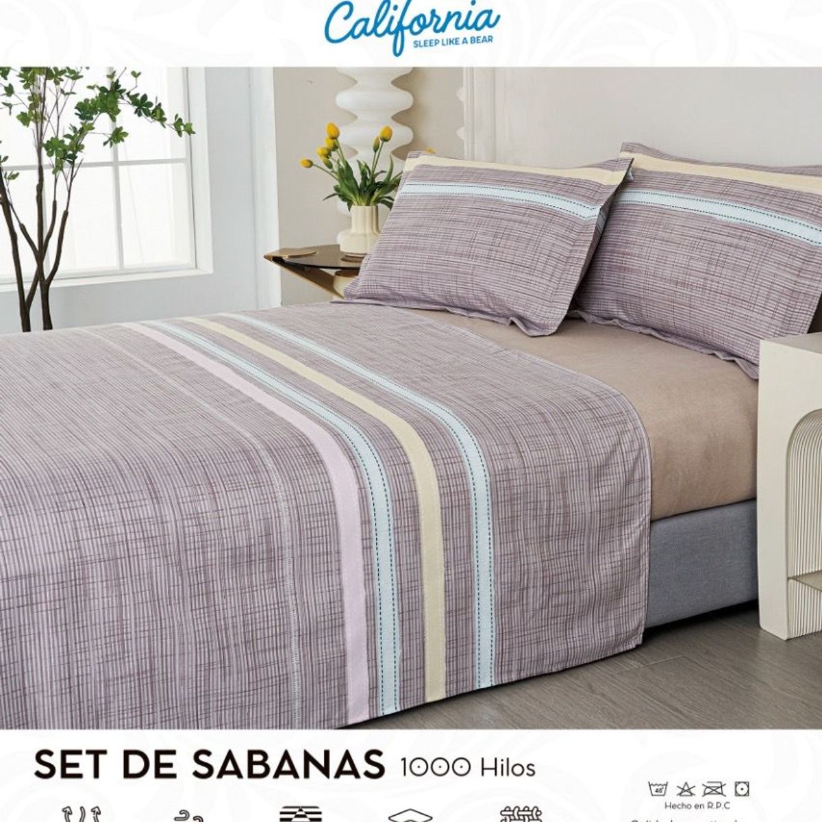 CALIFORNIA - Set de Sabana 1.5 Pz de 4 Pieza 100% Algodón