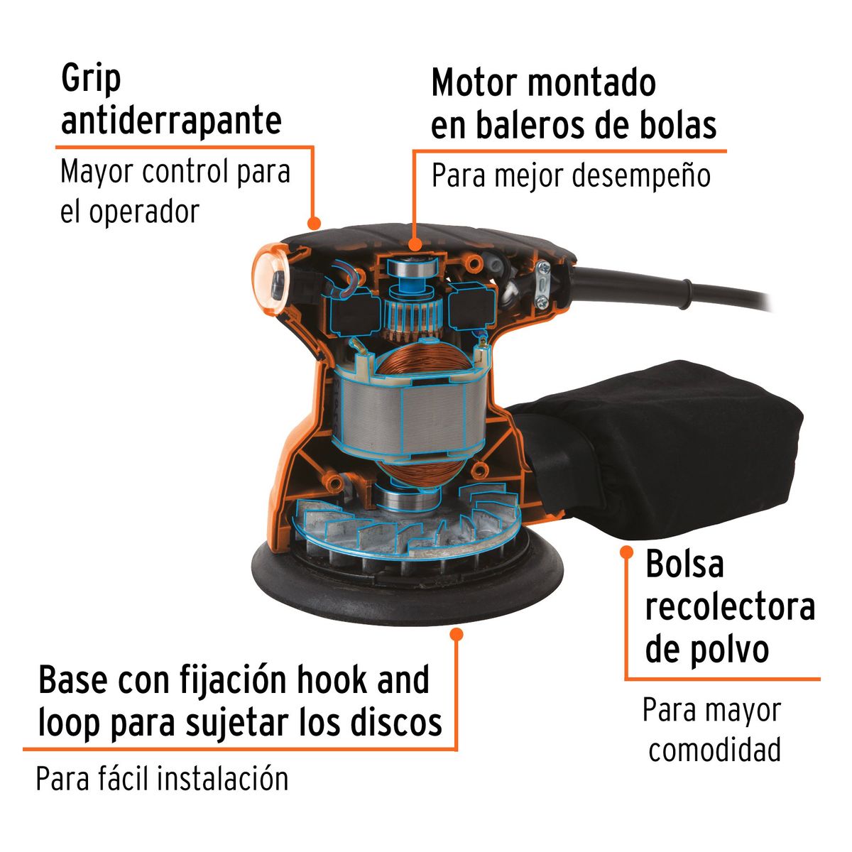 TRUPER - Lijadora Roto Orbital Profesional 5 260W