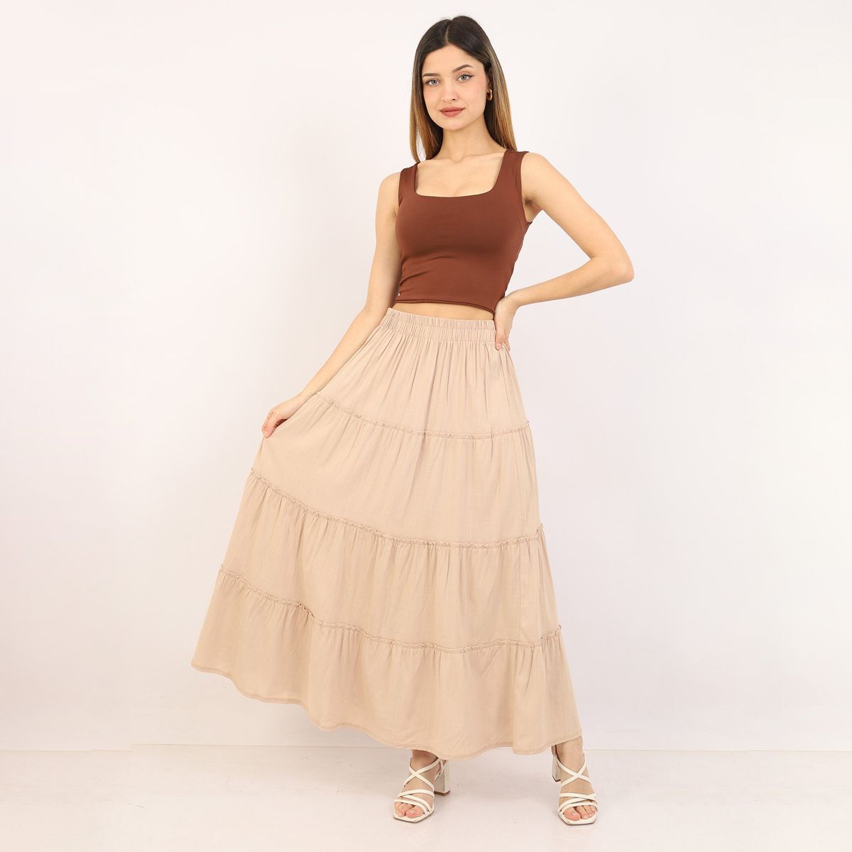 GENERICO - Falda larga casual mujer algodon