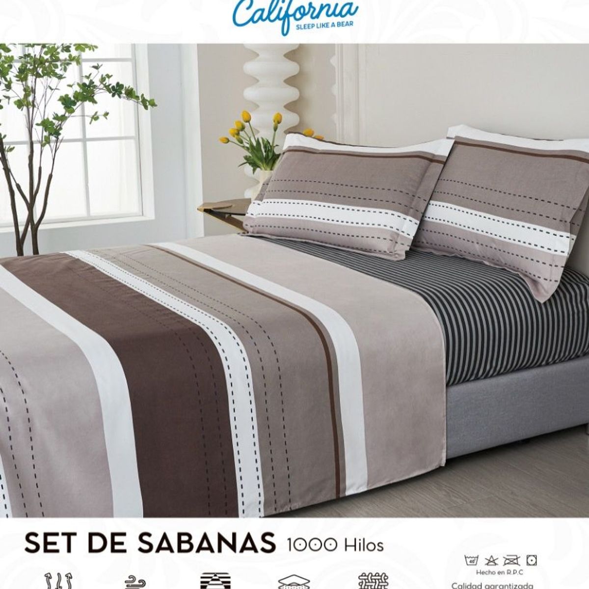 CALIFORNIA - Set de Sabana 1.5 Pz de 4 Pieza 100% Algodón