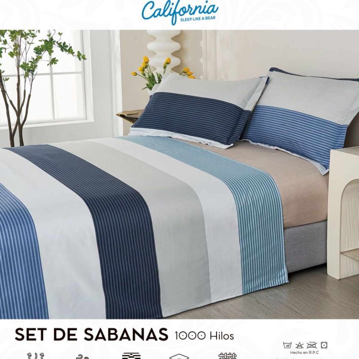 CALIFORNIA - Set de Sabana 2 Pz de 4 Pieza 100% Algodón