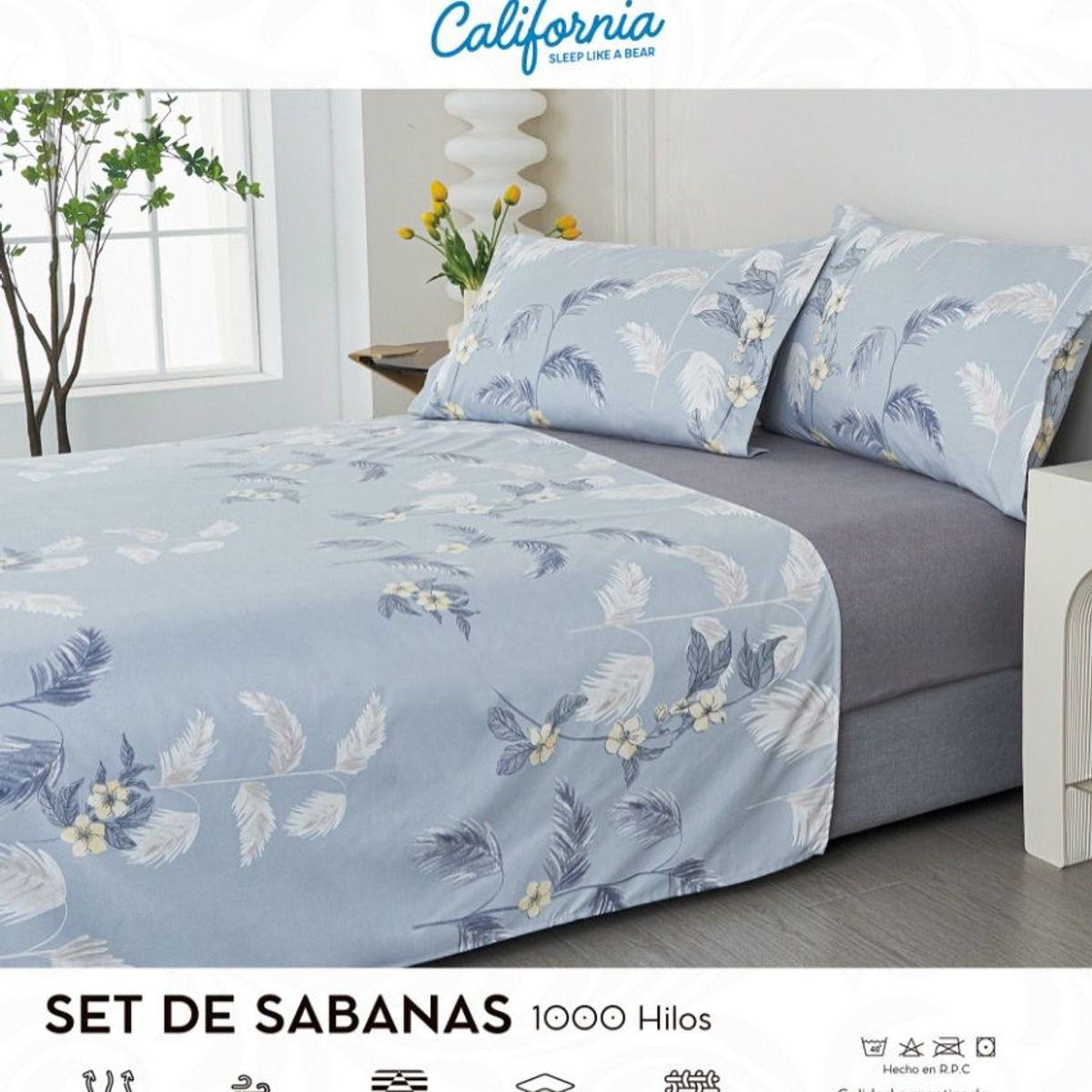 CALIFORNIA - Set de Sabana 2 Pz de 4 Pieza 100% Algodón